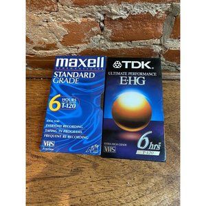 Maxell & TDK VHS Video Cassette 6 Hour Standard Grade T-120 Blank Tapes Sealed